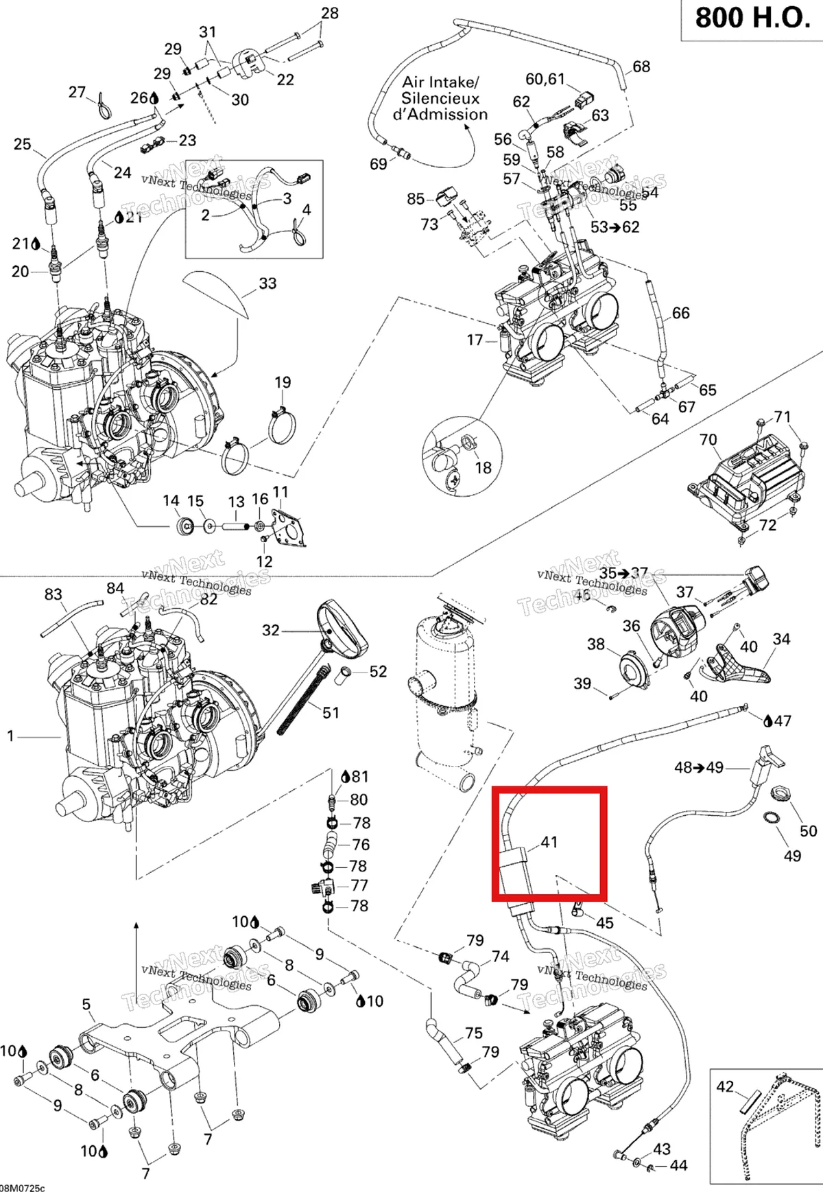 Деталь 512060085 (Трос) на схеме узла 2007 Ski-Doo GSX LTD 800 HO PTEK Engine 800Hoptek