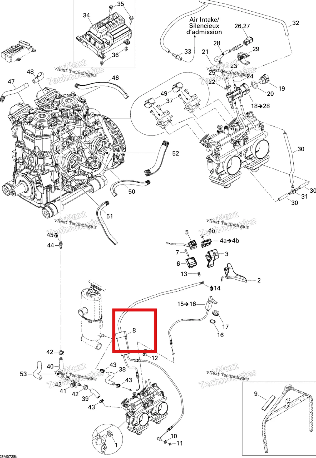 Деталь 512060088 (Трос) на схеме узла 2007 Ski-Doo Summit X Engine 2