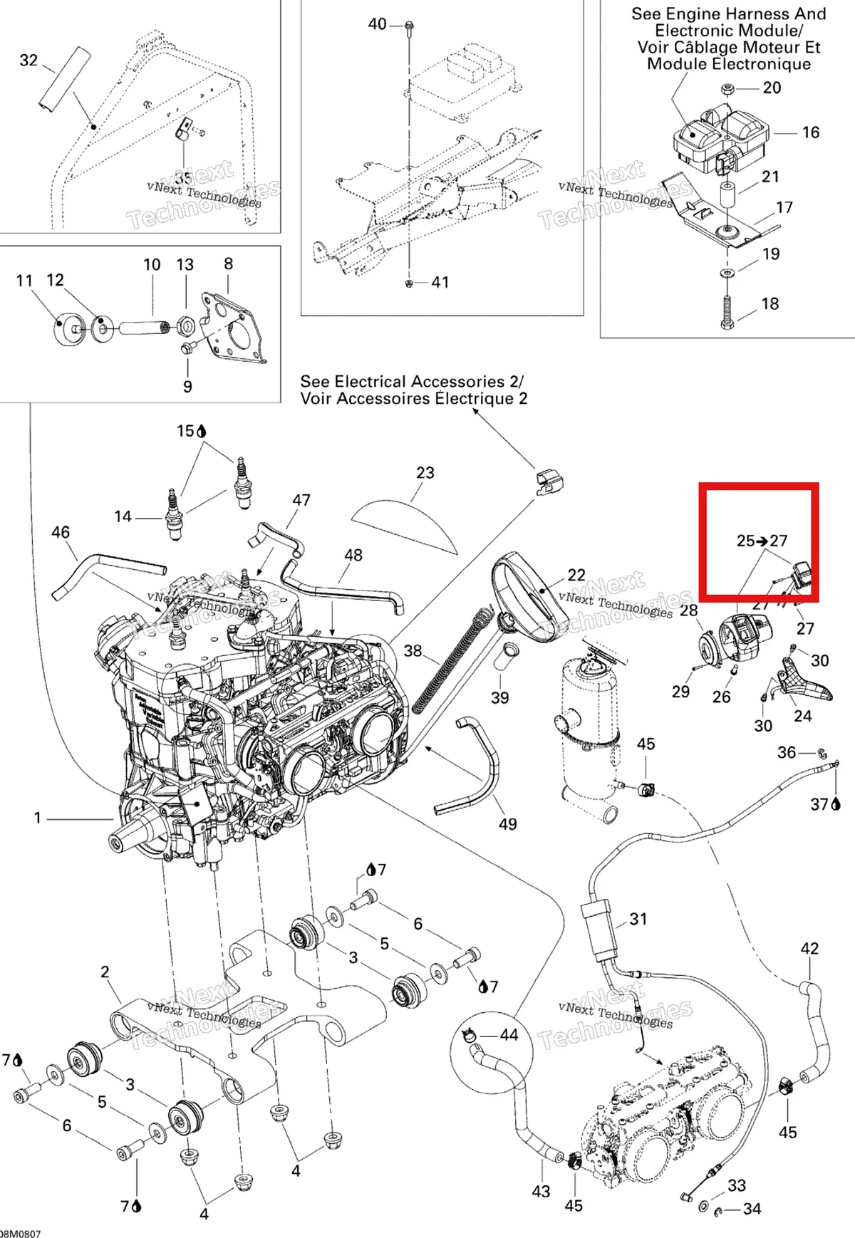 Деталь 512060121 на схеме узла 2008 Ski-Doo GTX LTD 600 HO SDI Engine