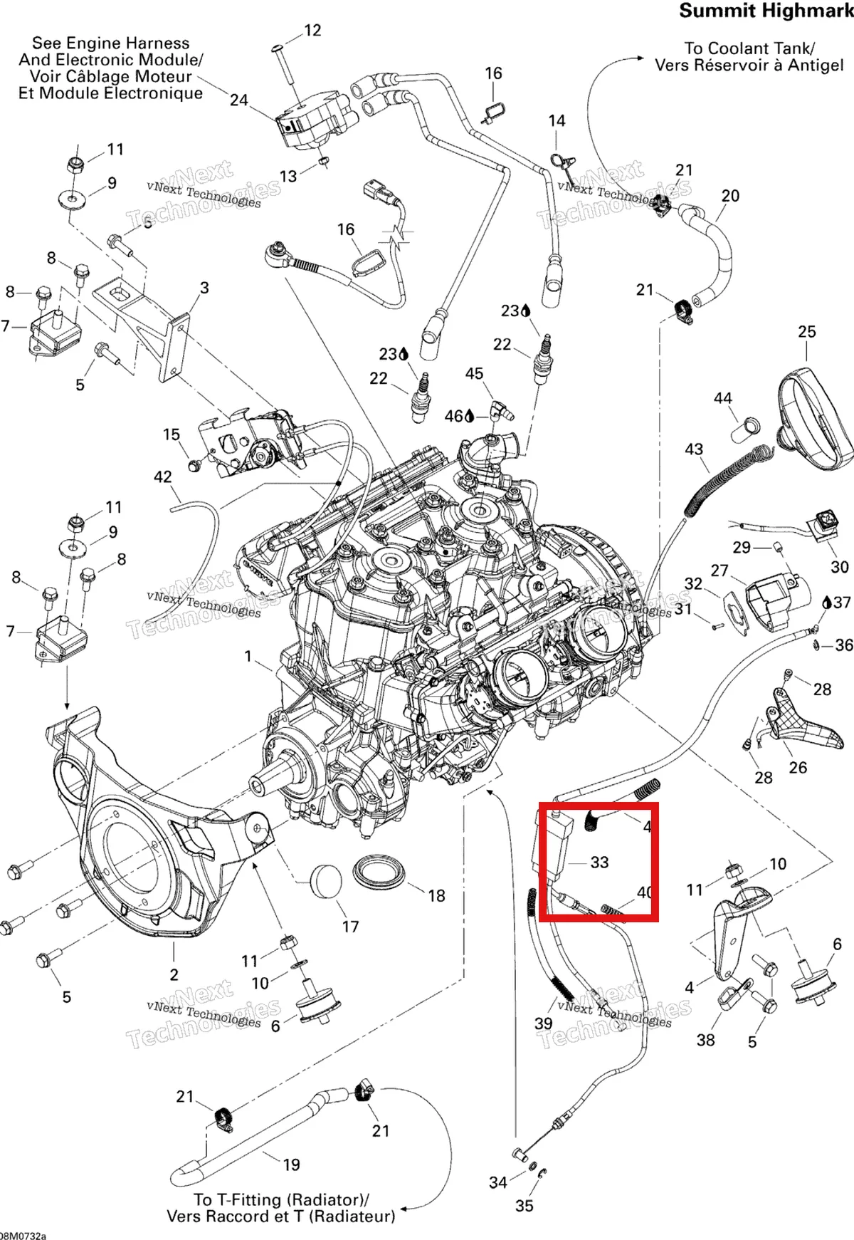 Деталь 512060165 на схеме узла 2007 Ski-Doo Summit Highmark & Highmark X 1000 SDI Engine Highmark