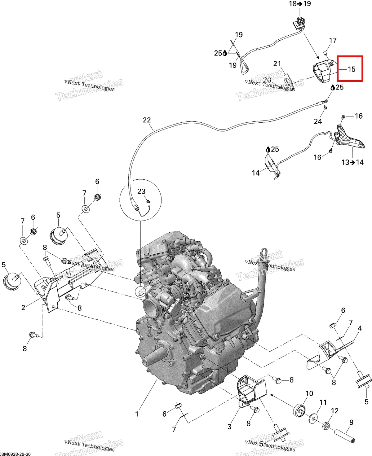 Деталь 512060200 (Деталь Throttle Handle Housing) на схеме узла 2009 Ski-Doo Legend Touring Engine And Engine Support