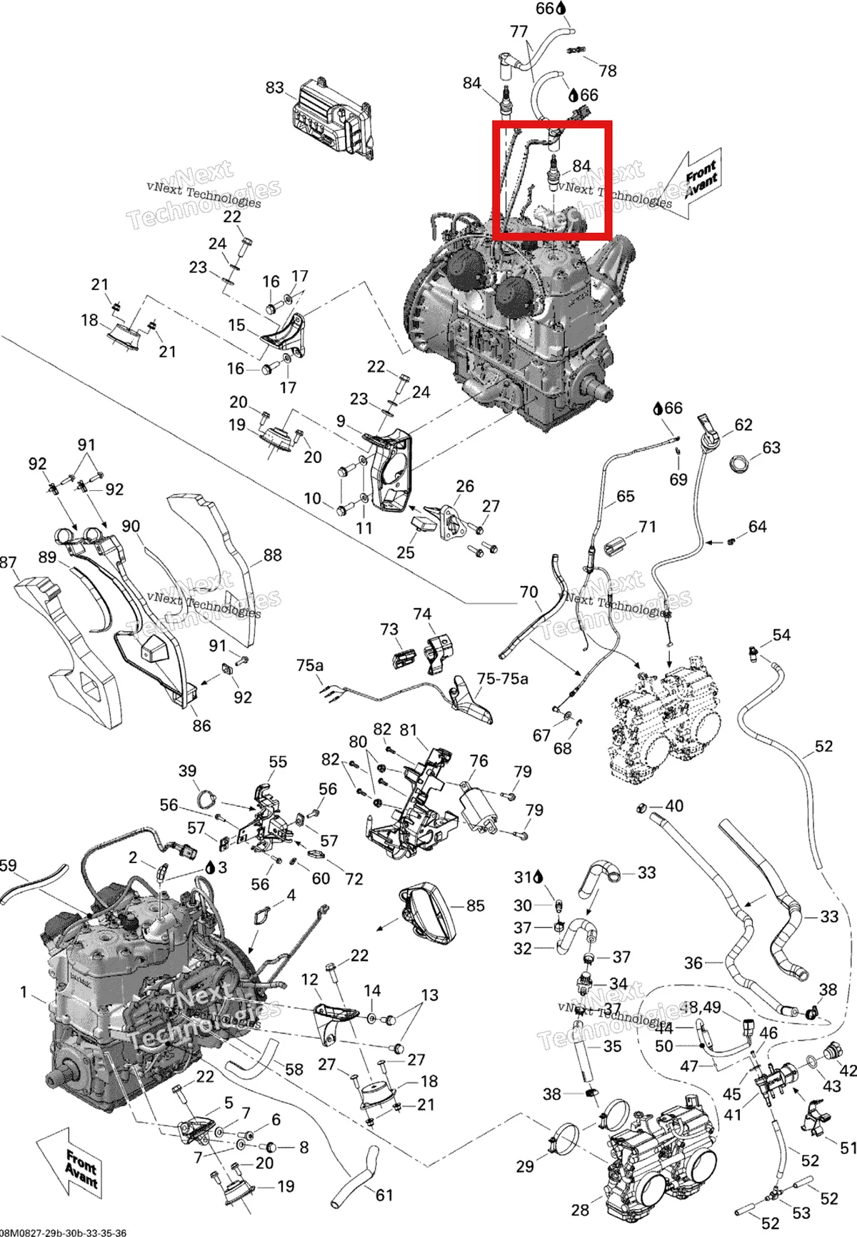 Деталь 512060257 на схеме узла 2008 Ski-Doo MX Z X 800R Engine And Engine Support 800R