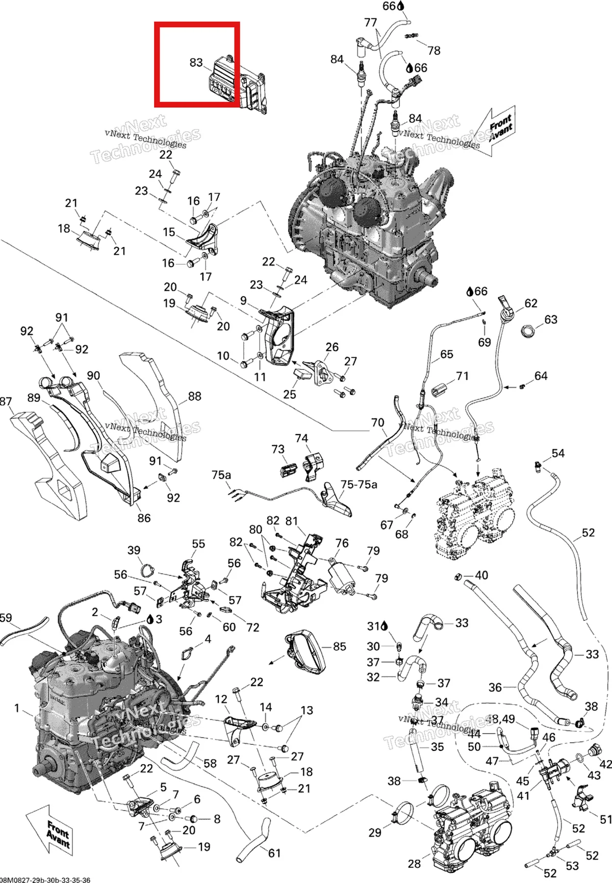 Деталь 512060260 на схеме узла 2008 Ski-Doo Summit EVEREST 800R Engine And Engine Support