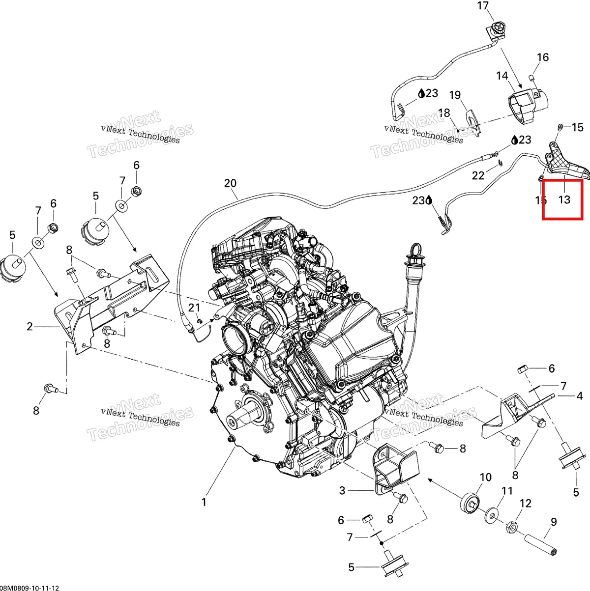 Деталь 512060302 (Деталь Throttle Handle Ass'y) на схеме узла 2008 Ski-Doo Expedition Sport V-800 Engine And Engine Support