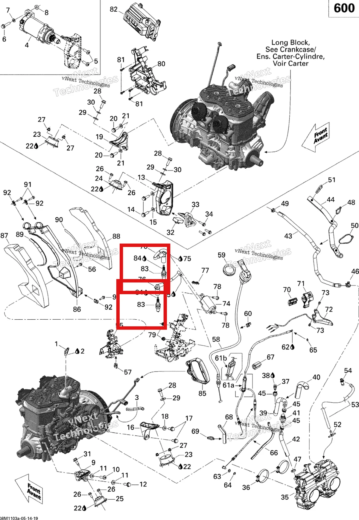 Деталь 512060354 (Деталь Spark Plug, Br10ecs) на схеме узла 2011 Ski-Doo Summit SPORT 600 Engine
