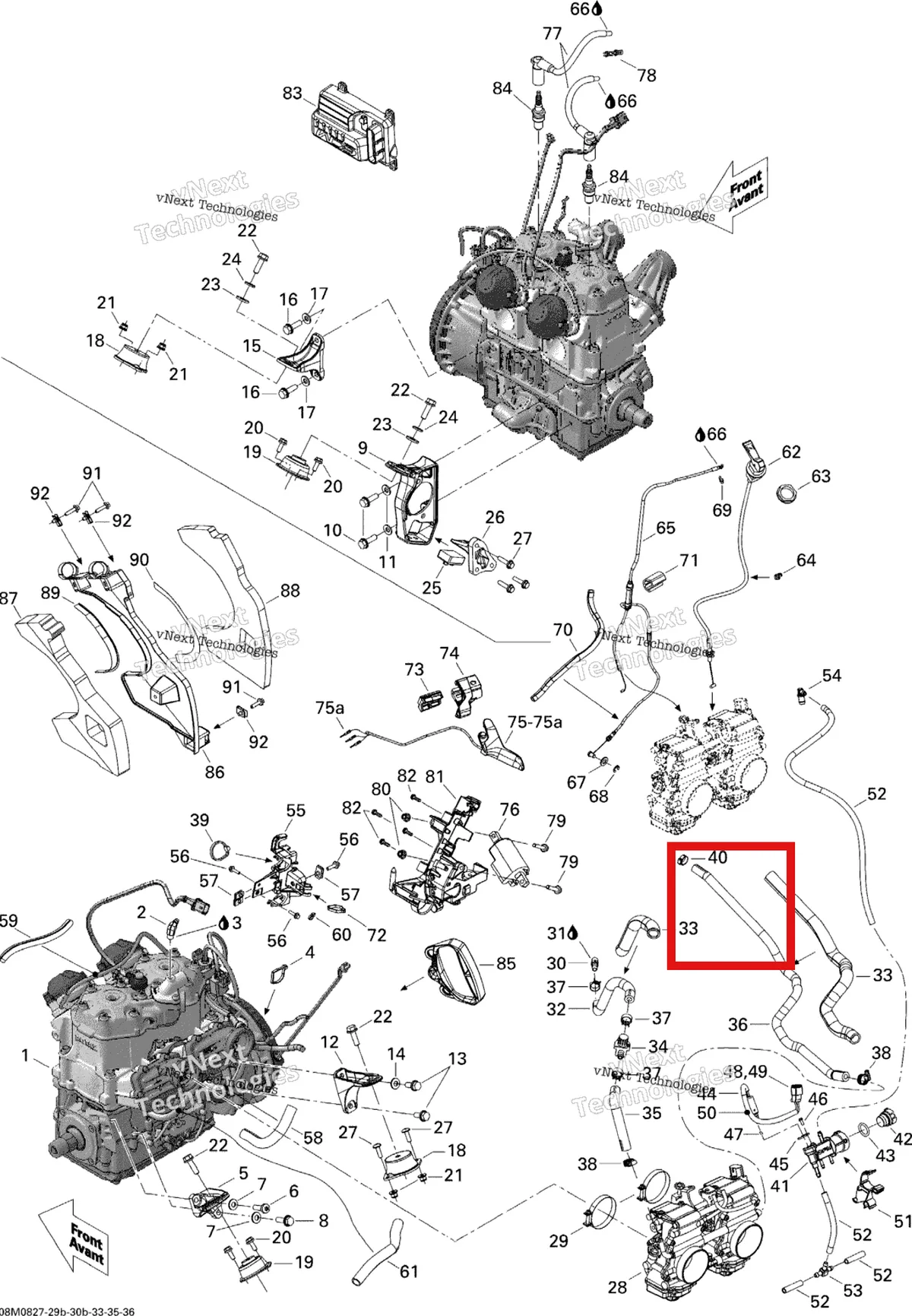 Деталь 512060386 на схеме узла 2008 Ski-Doo MX Z X 800R Engine And Engine Support 800R