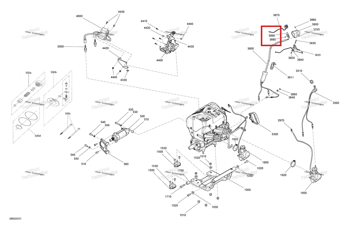 Деталь 512060390 (Пластина) на схеме узла 2020 Ski-Doo SKANDIC WT 550F Engine - System