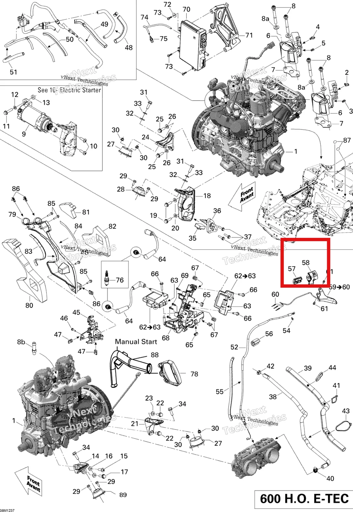 Деталь 512060430 (Нижний Корпус) на схеме узла 2012 Ski-Doo Expedition LE 600HOETEC XU Engine And Engine Support