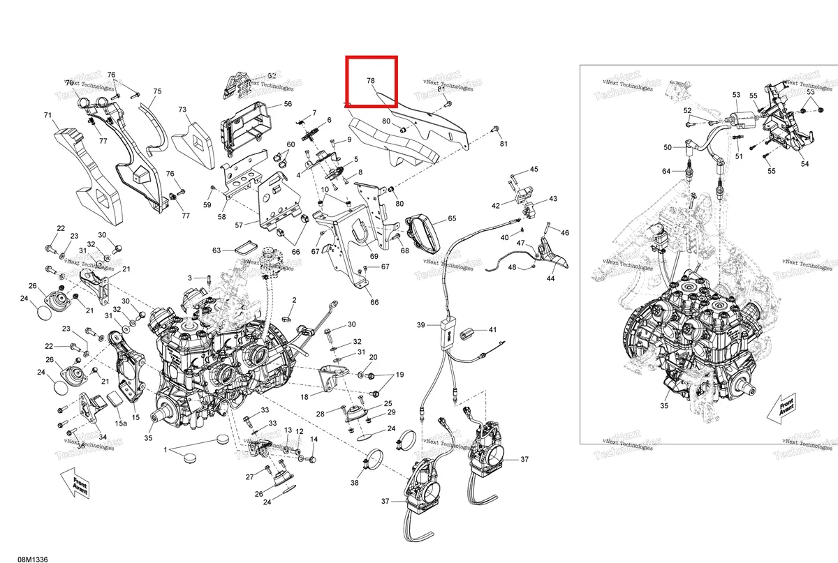 Деталь 512060492 на схеме узла 2013 Ski-Doo MXZ X 600RS XP Engine And Engine Support
