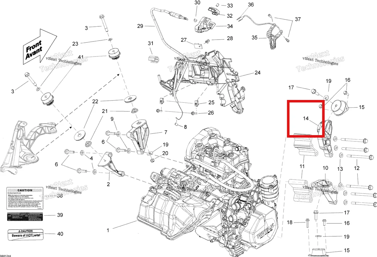 Деталь 512060498 (Деталь Front Support, Mag) на схеме узла Engine And Engine Support