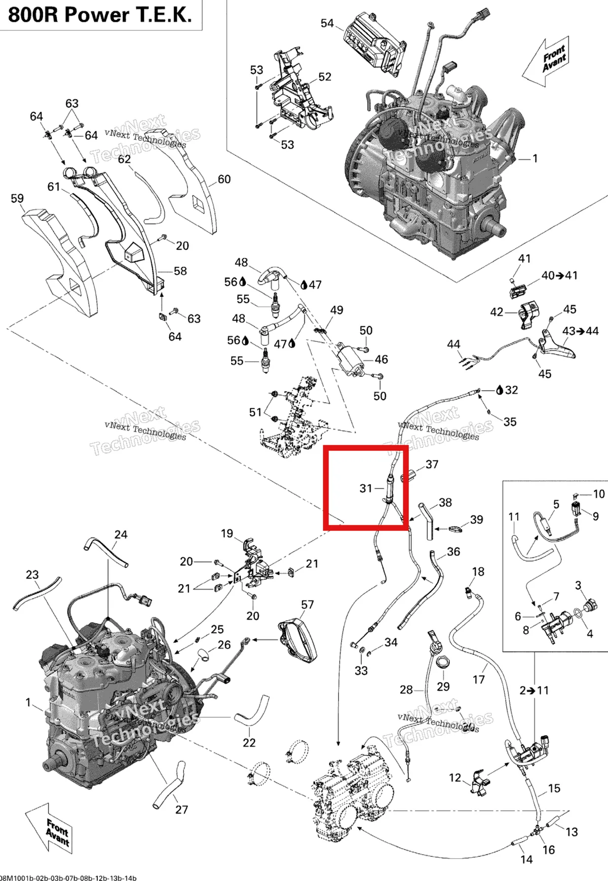 Деталь 512060571 на схеме узла 2010 Ski-Doo Summit HillClimb Engine And Engine Support 2- 800R Ptek