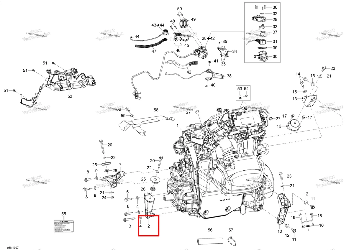 Деталь 512060591 (Тылового обеспечения (ПТО)) на схеме узла 2019 Ski-Doo EXPEDITION LE-SE 1200 4-TEC Engine - 1200 4-Tec