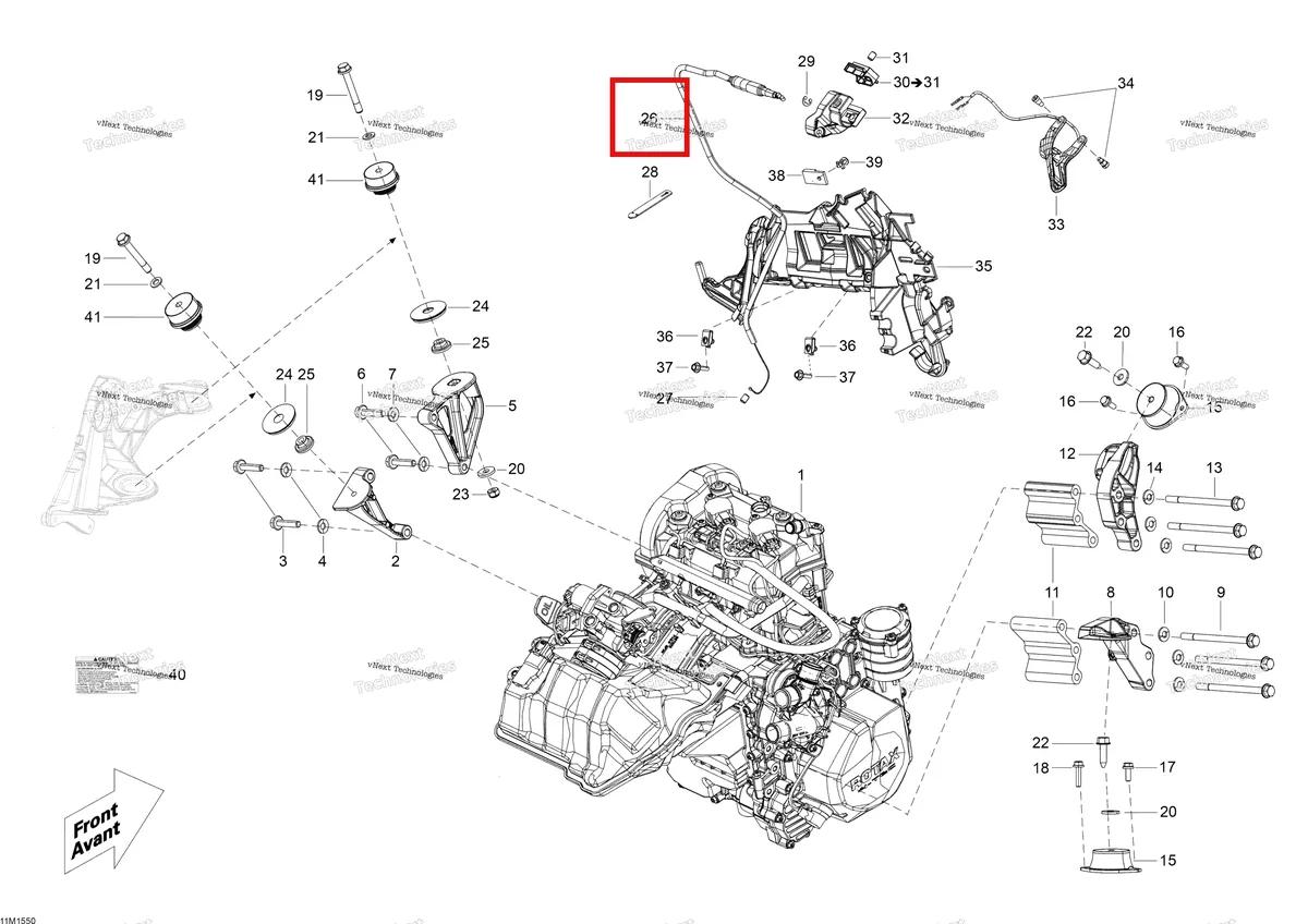 Деталь 512060607 (Трос) на схеме узла 2015 Ski-Doo SKANDIC WT 600 ACE Engine