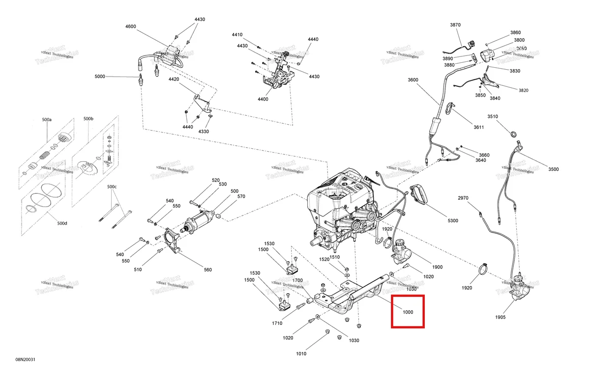 Деталь 512060637 (Деталь Engine Support Ass'y. Includes 5 To 6) на схеме узла 2020 Ski-Doo SKANDIC WT 550F Engine - System