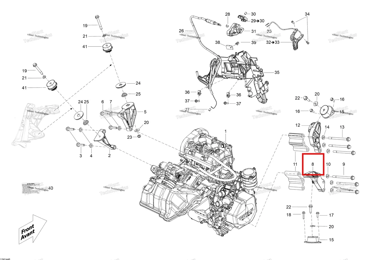 Деталь 512060662 (Деталь Rear Support, Mag) на схеме узла XU Engine And Engine Support