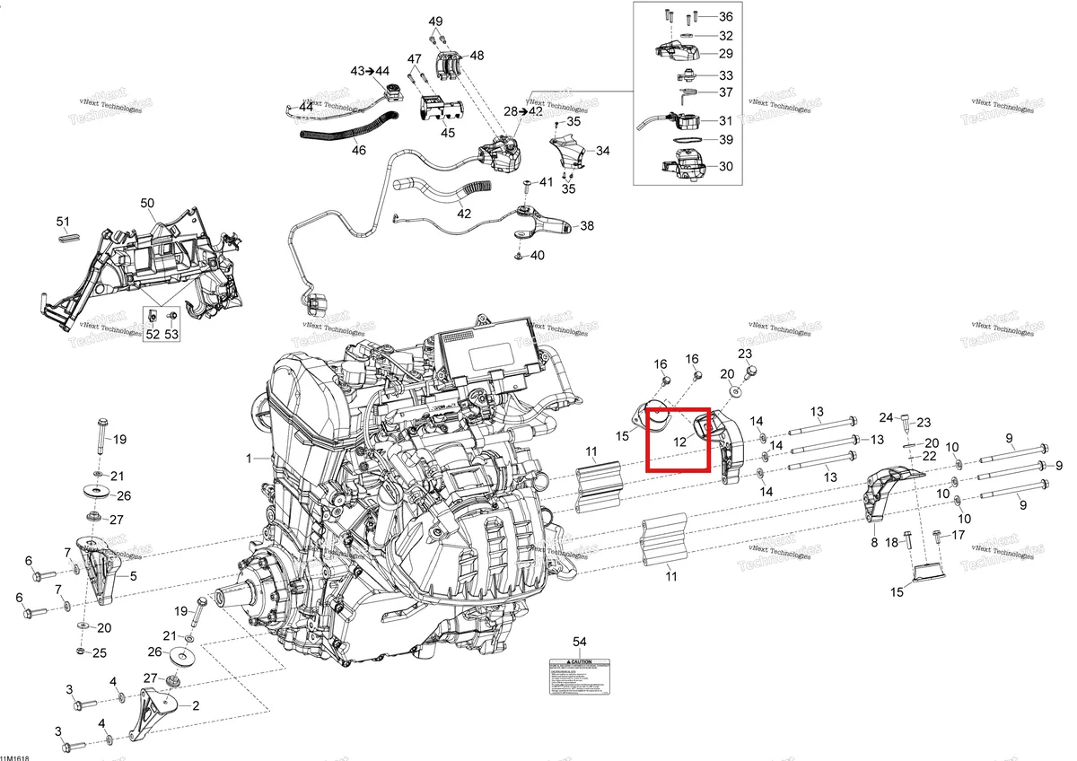 Деталь 512060663 (Передняя опора) на схеме узла 2016 Ski-Doo SKANDIC - 4-STROKE Engine And Engine Support