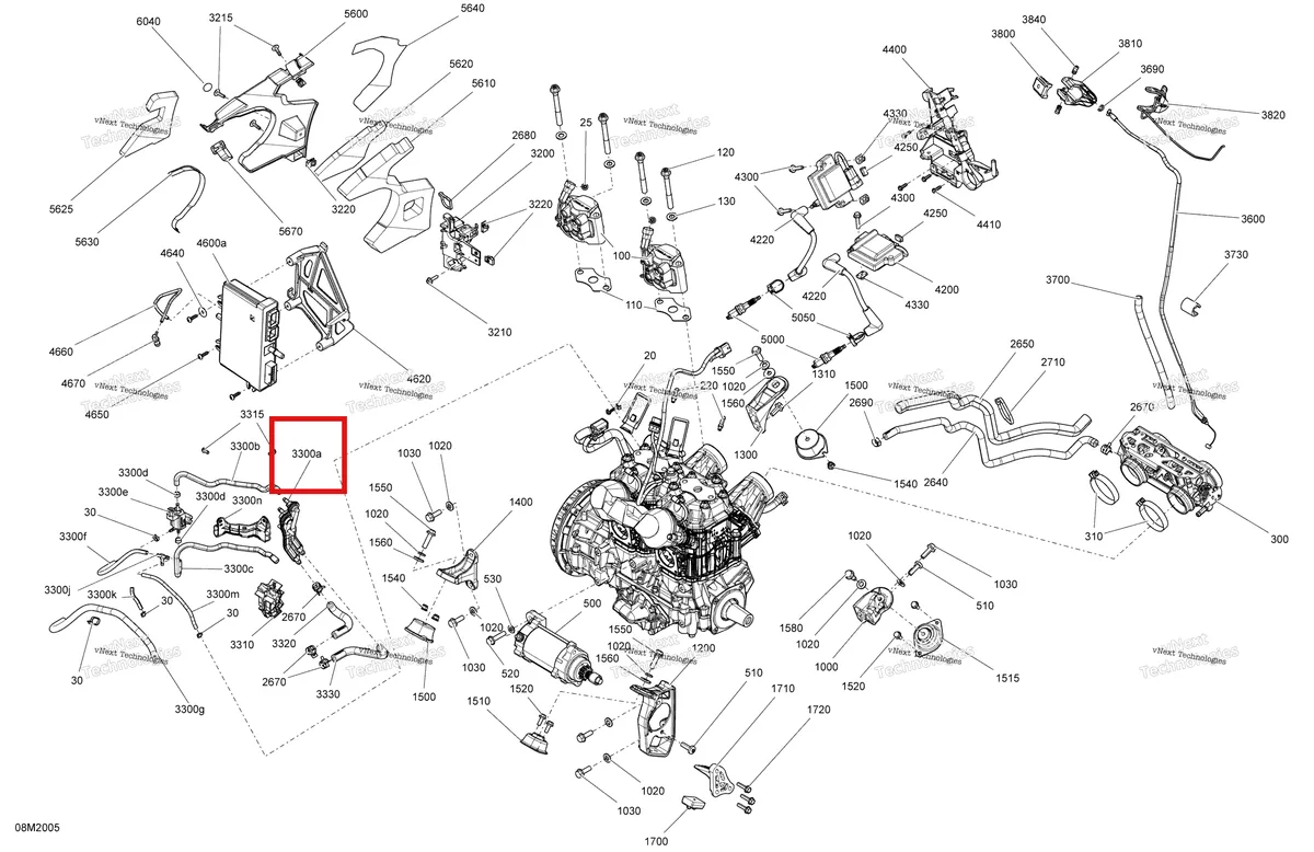 Деталь 512060692 (Коллектор) на схеме узла 2020 Ski-Doo TUNDRA 600HO E-TEC Engine - System