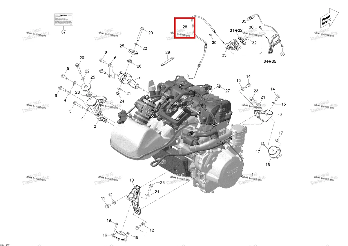 Деталь 512060702 (Трос) на схеме узла 2015 Ski-Doo EXPEDITION LE 1200 4-TEC Engine