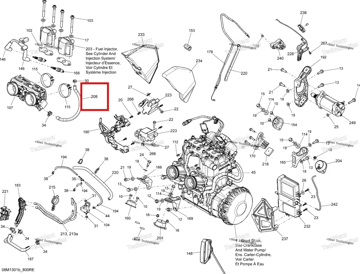 Деталь 512060732 на схеме узла 2013 Ski-Doo MXZ TNT 800RETEC XS Engine And Engine Support 800