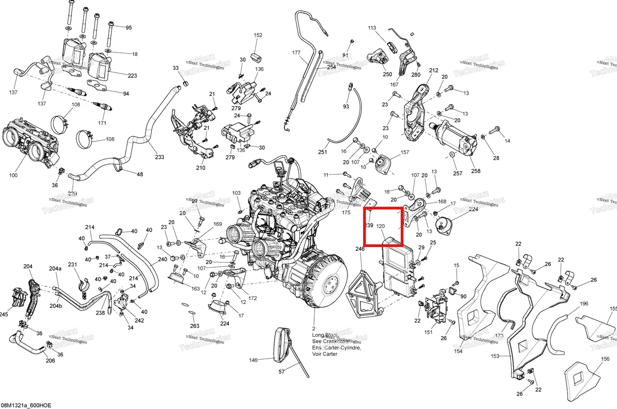 Деталь 512060868 на схеме узла 2013 Ski-Doo GSX SE 600HOE Engine And Engine Support 600