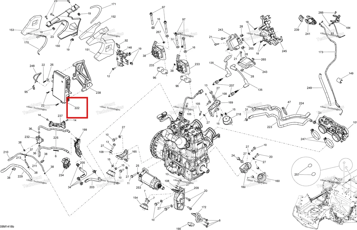 Деталь 512060909 на схеме узла 2014 Ski-Doo GSX SE 800RE XR Engine And Engine Support 800Retec