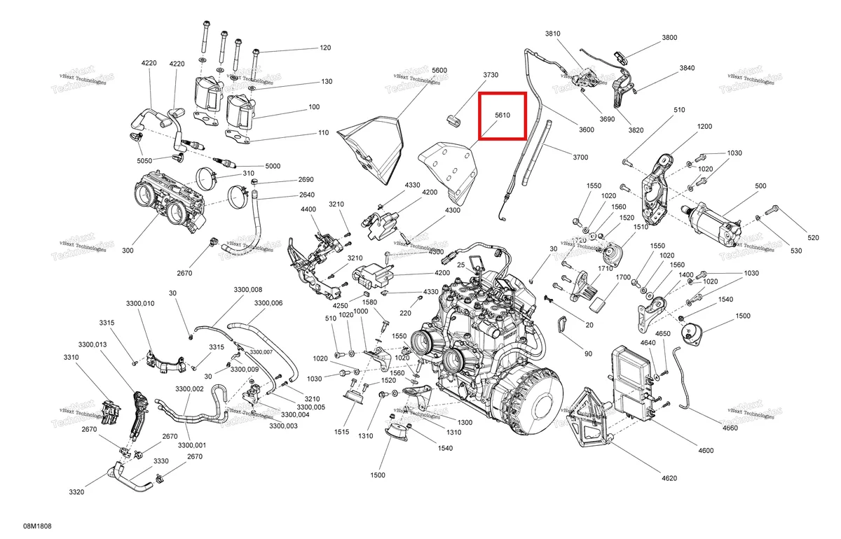 Деталь 512060958 (Деталь Noise Foam) на схеме узла 2018 Ski-Doo RENEGADE 800R E-TEC Engine Renegade - 600Ho E-Tec - Package Enduro