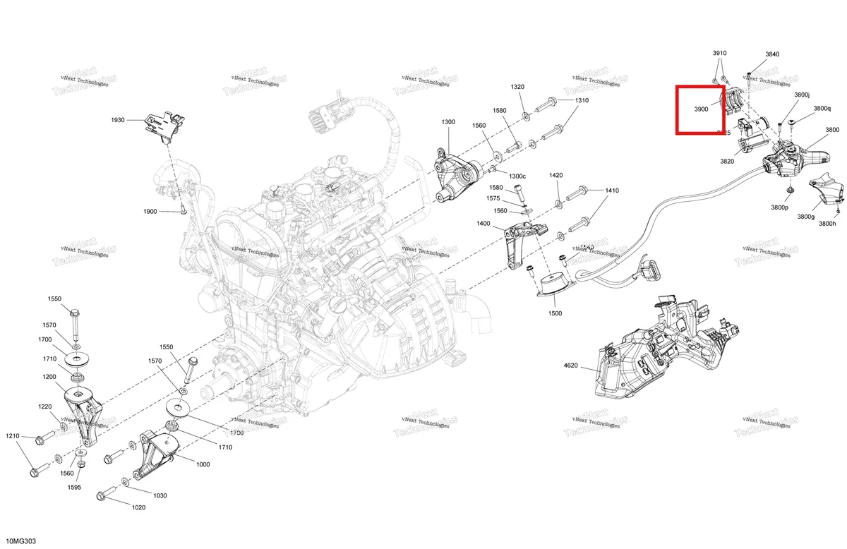 Деталь 512060987 (Передний Корпус) на схеме узла 2027 Ski-Doo RENEGADE - X - 900 ACE TURBO - DXVK - Orange Crush - 15X137X1.25RS Track Engine - System