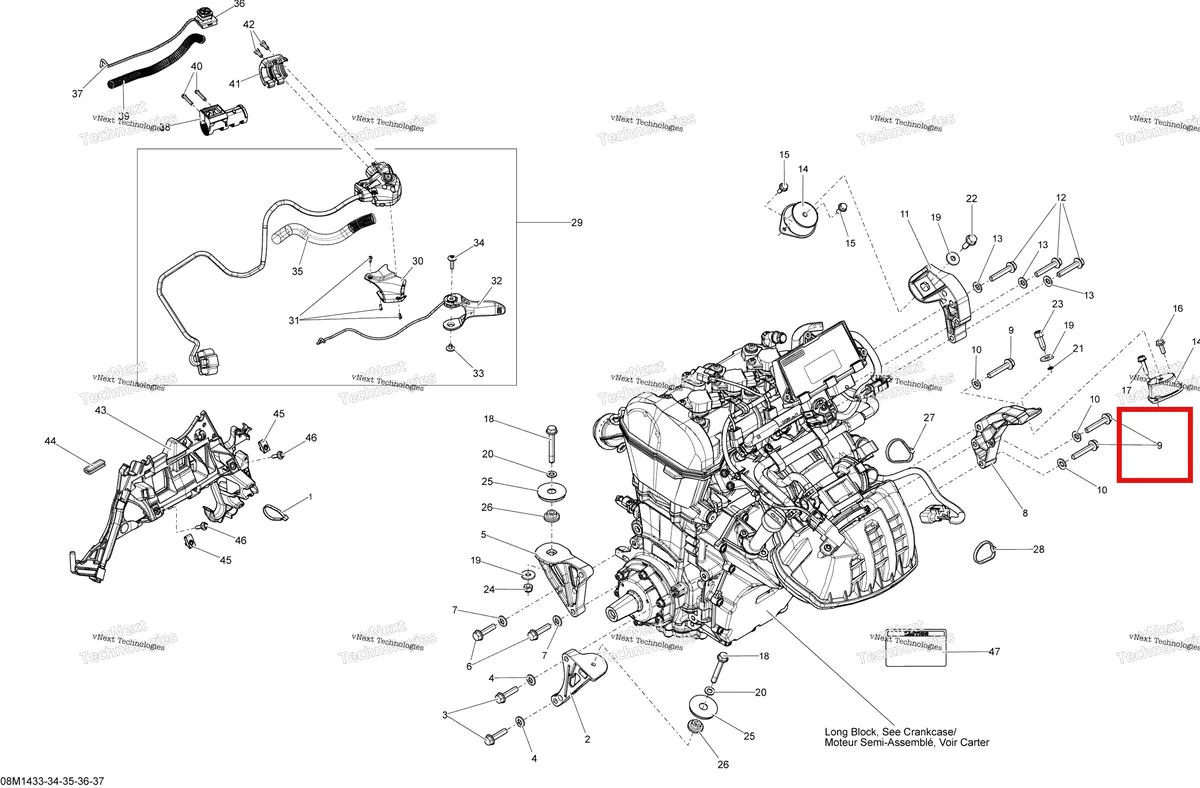 Деталь 512060990 на схеме узла 2014 Ski-Doo EXPEDITION SPORT 900ACE XS Engine And Engine Support