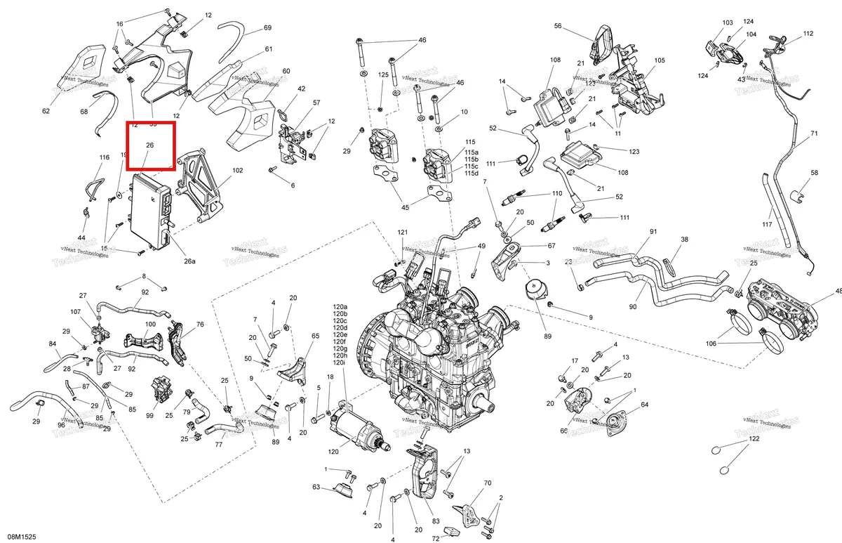 Деталь 512061000 на схеме узла 2015 Ski-Doo GSX SE 800RETEC XR137 Engine