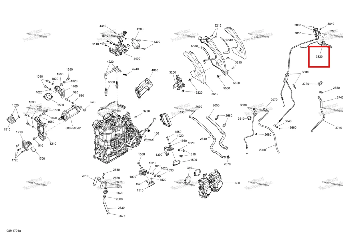 Деталь 512061049 на схеме узла 2017 Ski-Doo SUMMIT - 2-STROKE - 600 CARB Engine And Engine Support