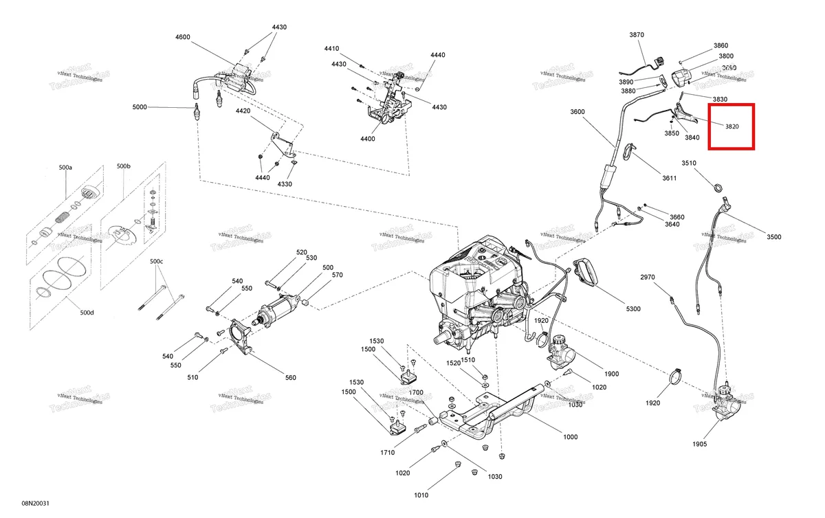Деталь 512061251 на схеме узла 2020 Ski-Doo SKANDIC WT 550F Engine - System