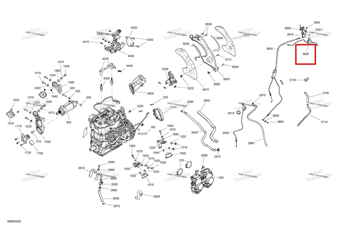 Деталь 512061252 на схеме узла 2020 Ski-Doo SUMMIT 600 CARB Engine - System