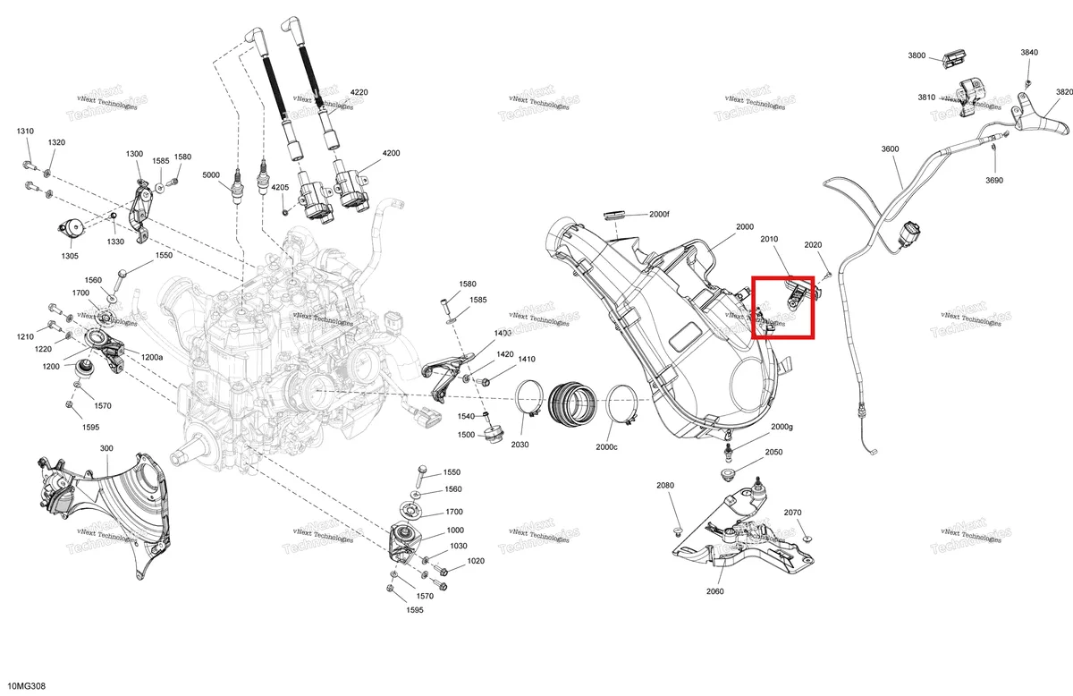 Деталь 512061358 на схеме узла 2027 Ski-Doo BACKCOUNTRY - SPORT - 600 EFI - UBVA - Neo Yellow - 16X146X2.0P Track Engine - System