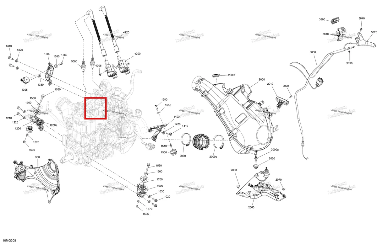 Деталь 512061439 на схеме узла 2027 Ski-Doo BACKCOUNTRY - SPORT - 600 EFI - UBVA - Neo Yellow - 16X146X2.0P Track Engine - System
