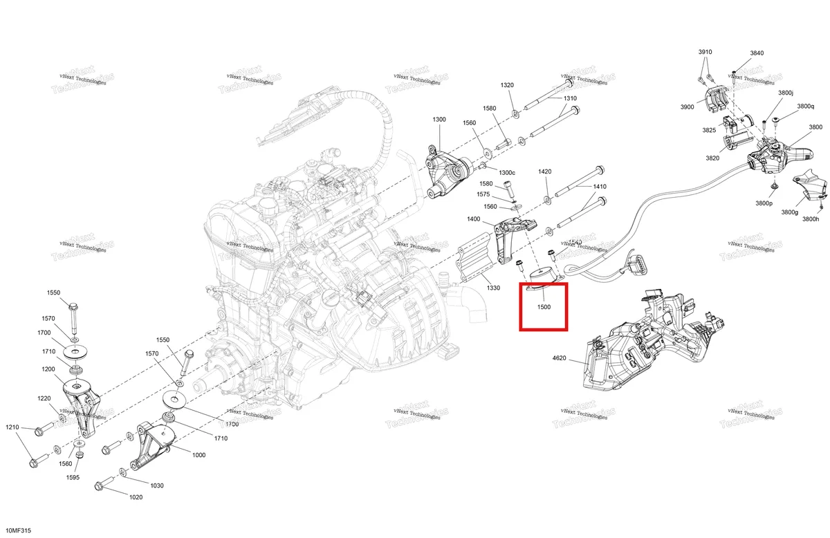 Деталь 512061514 на схеме узла 2026 Ski-Doo RENEGADE - SPORT - 600 ACE - MCTA - Neo Yellow - 15X137X1.25RS Track Engine - System