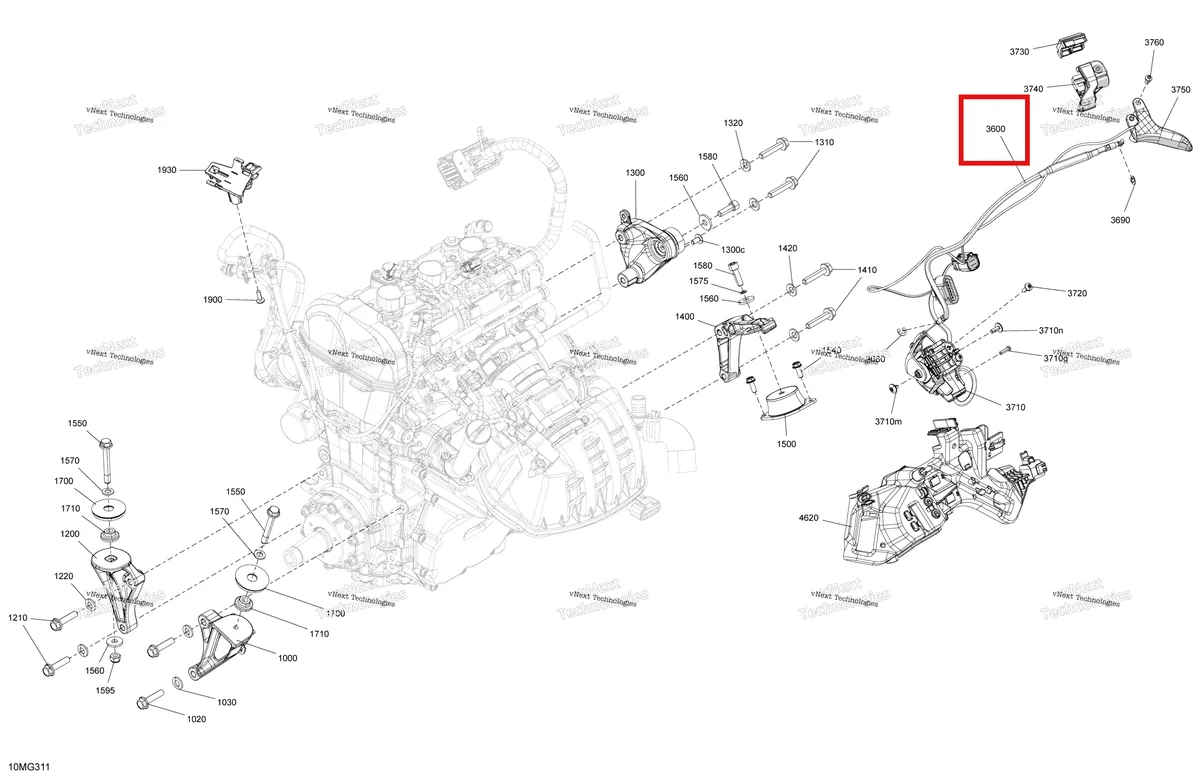 Деталь 512061584 на схеме узла 2027 Ski-Doo RENEGADE - X-RS - 900 ACE TURBO R - DAVS - Circuit Yellow - 15X137X1.25IR Track Engine - System