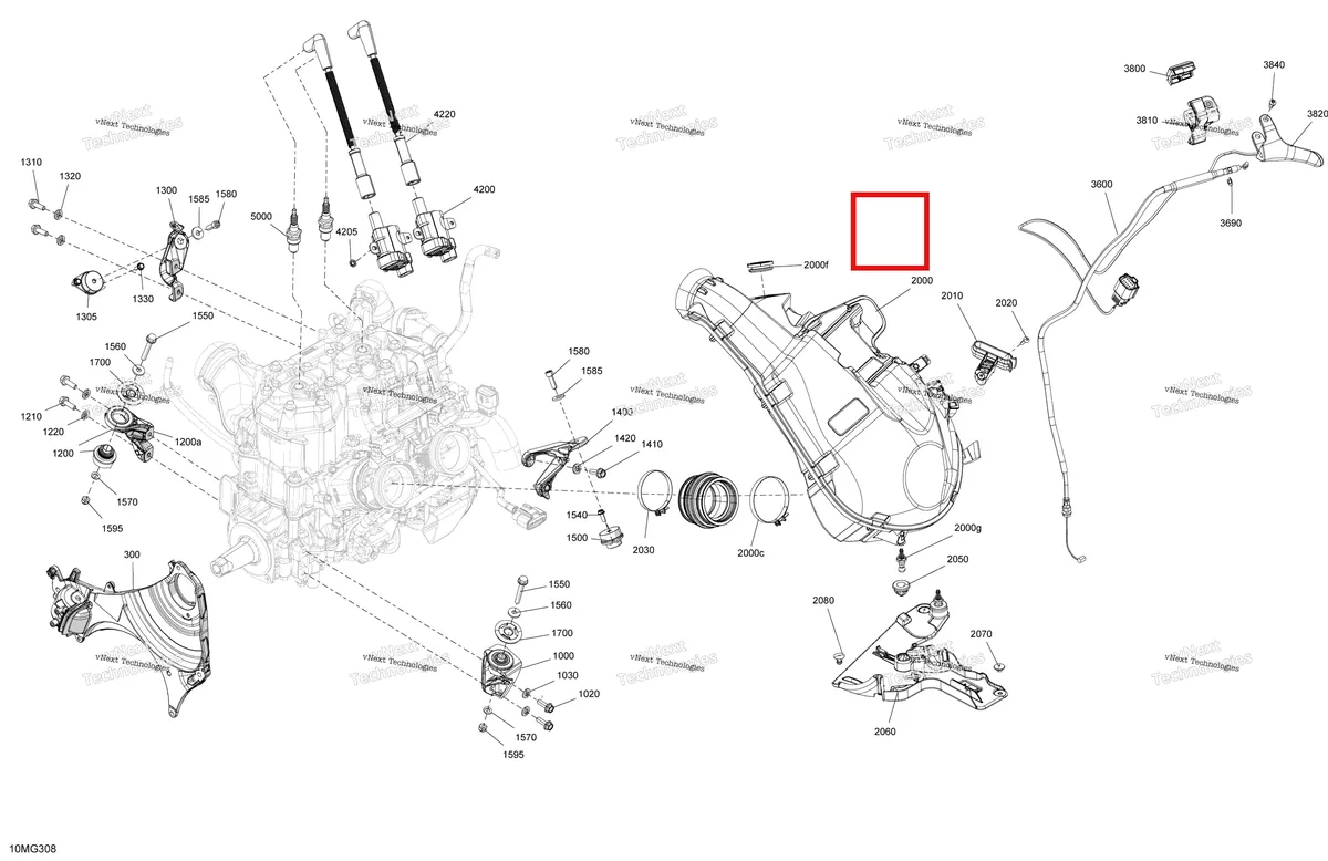 Деталь 512061631 на схеме узла 2027 Ski-Doo BACKCOUNTRY - SPORT - 600 EFI - UBVA - Neo Yellow - 16X146X2.0P Track Engine - System