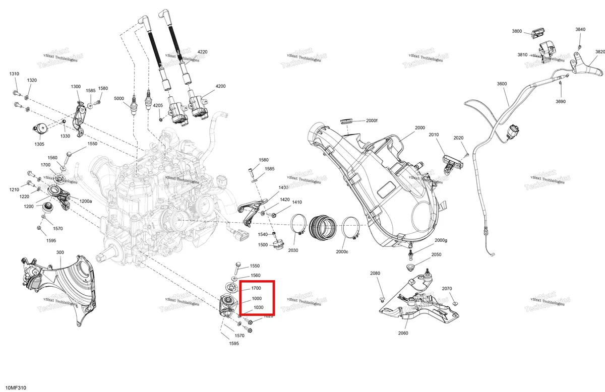 Деталь 512061689 на схеме узла 2026 Ski-Doo MXZ - NEO - 600 EFI - 45 - BBTA - Deep Black - 14X120X1.0C Track Engine - System