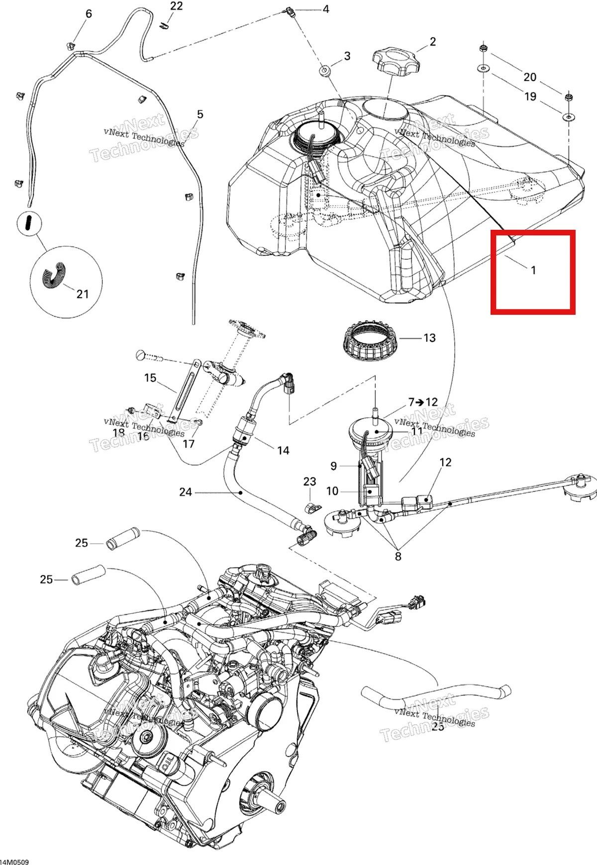 Деталь 513033005 на схеме узла 2005 Ski-Doo Legend V-1000 Fuel System