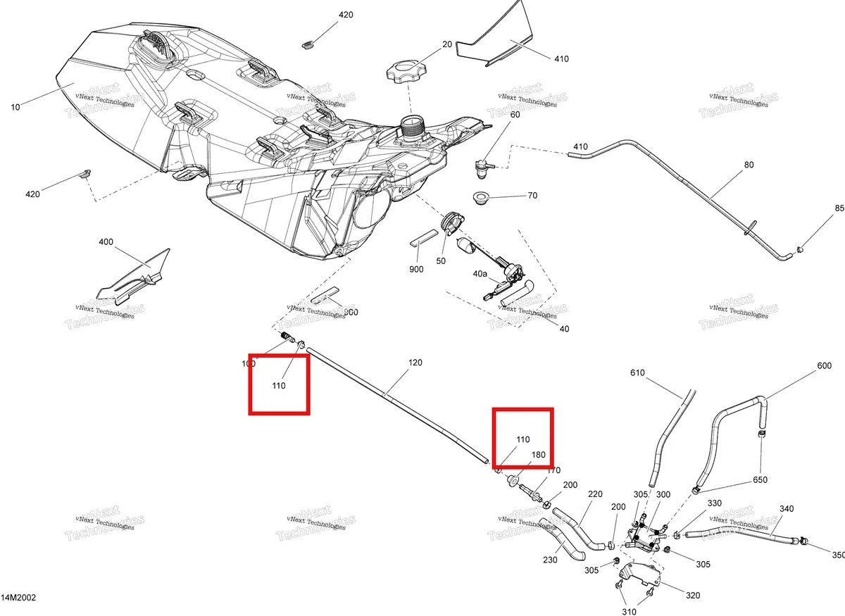 Деталь 513033010 (Хомут) на схеме узла 2020 Ski-Doo EXPEDITION SPORT 550F Engine - Fuel