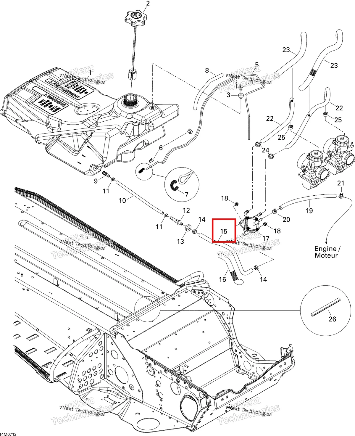 Деталь 513033027 (Шланг) на схеме узла 2007 Ski-Doo Expedition Sport 550F Fuel System