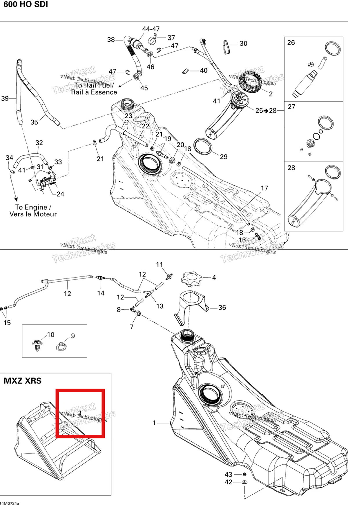 Деталь 513033075 на схеме узла 2007 Ski-Doo MX Z XRS 600 HO SDI Fuel System 600 Ho Sdi