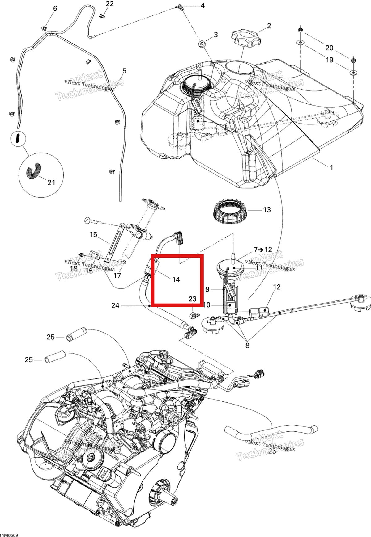 Деталь 513033078 (Топливный Фильтр) на схеме узла 2005 Ski-Doo Legend V-1000 Fuel System