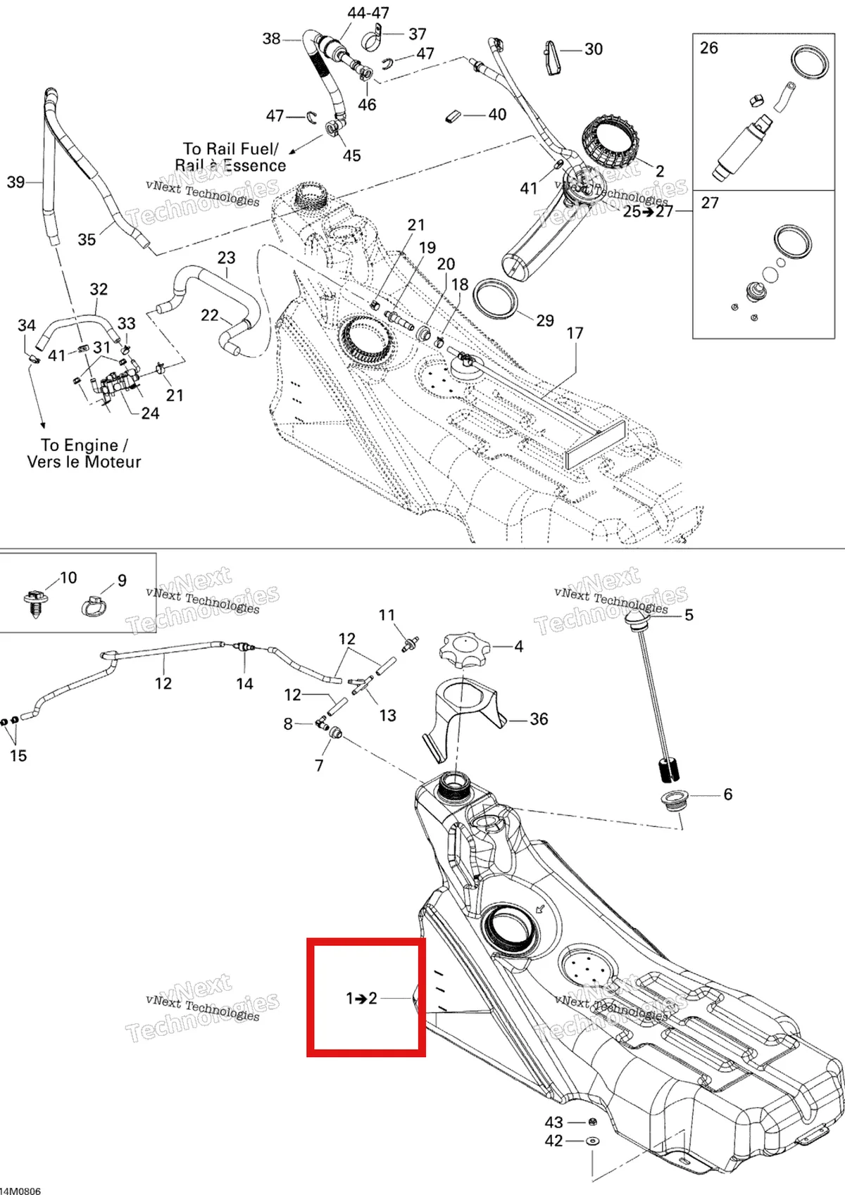 Деталь 513033085 на схеме узла 2008 Ski-Doo Summit Adrenaline 600HO SDI Fuel System
