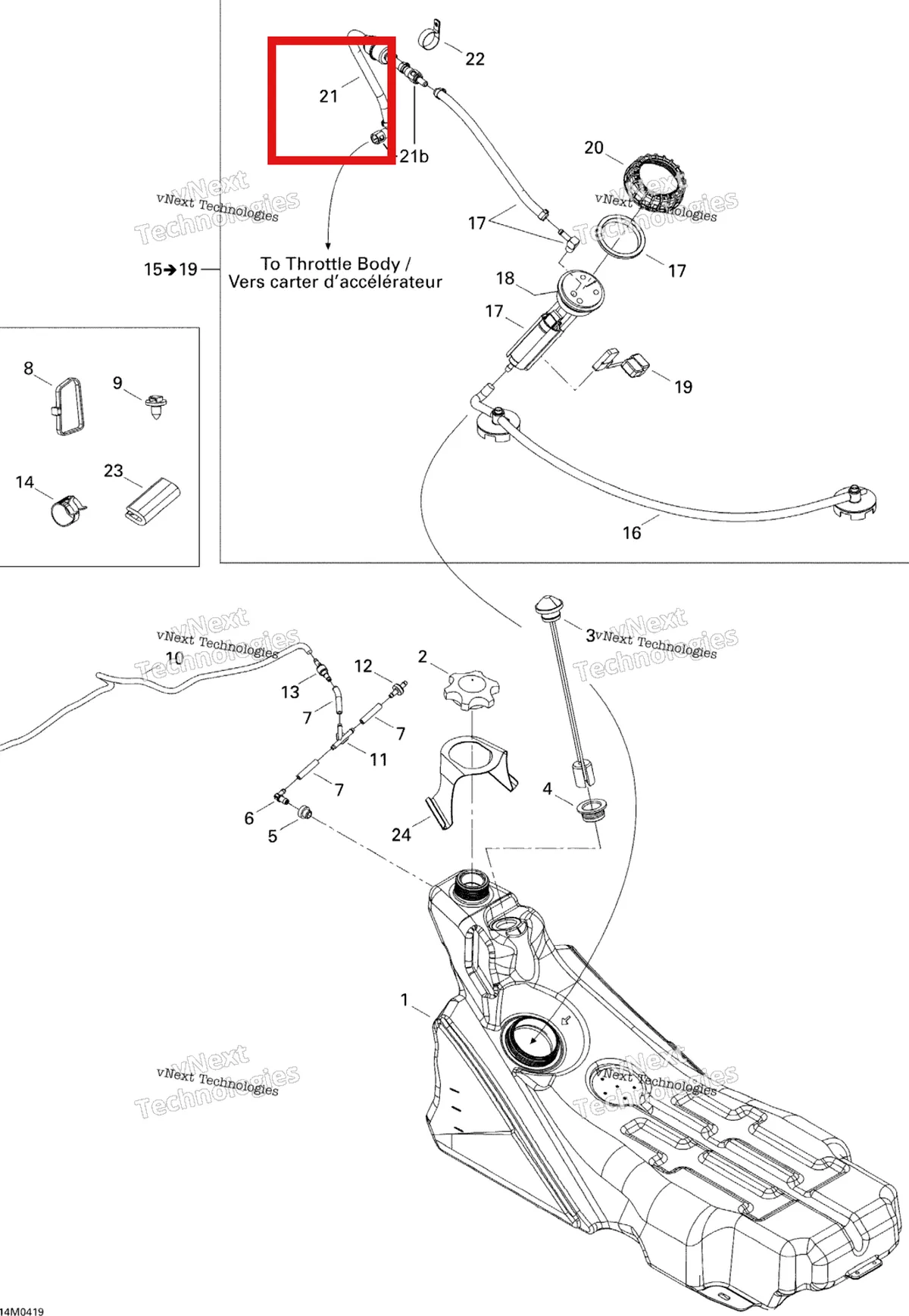 Деталь 513033087 на схеме узла 2005 Ski-Doo MX Z 600 HO SDI Renegade, Early Intro Fuel System