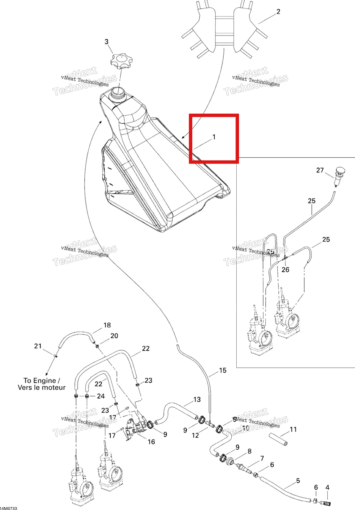Деталь 513033099 на схеме узла 2007 Ski-Doo MX Z 440X Racing Fuel System