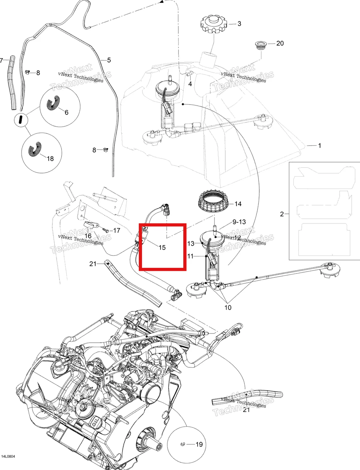 Схема применяемости: Топливная система, Ski-Doo 59 Yeti 513033106