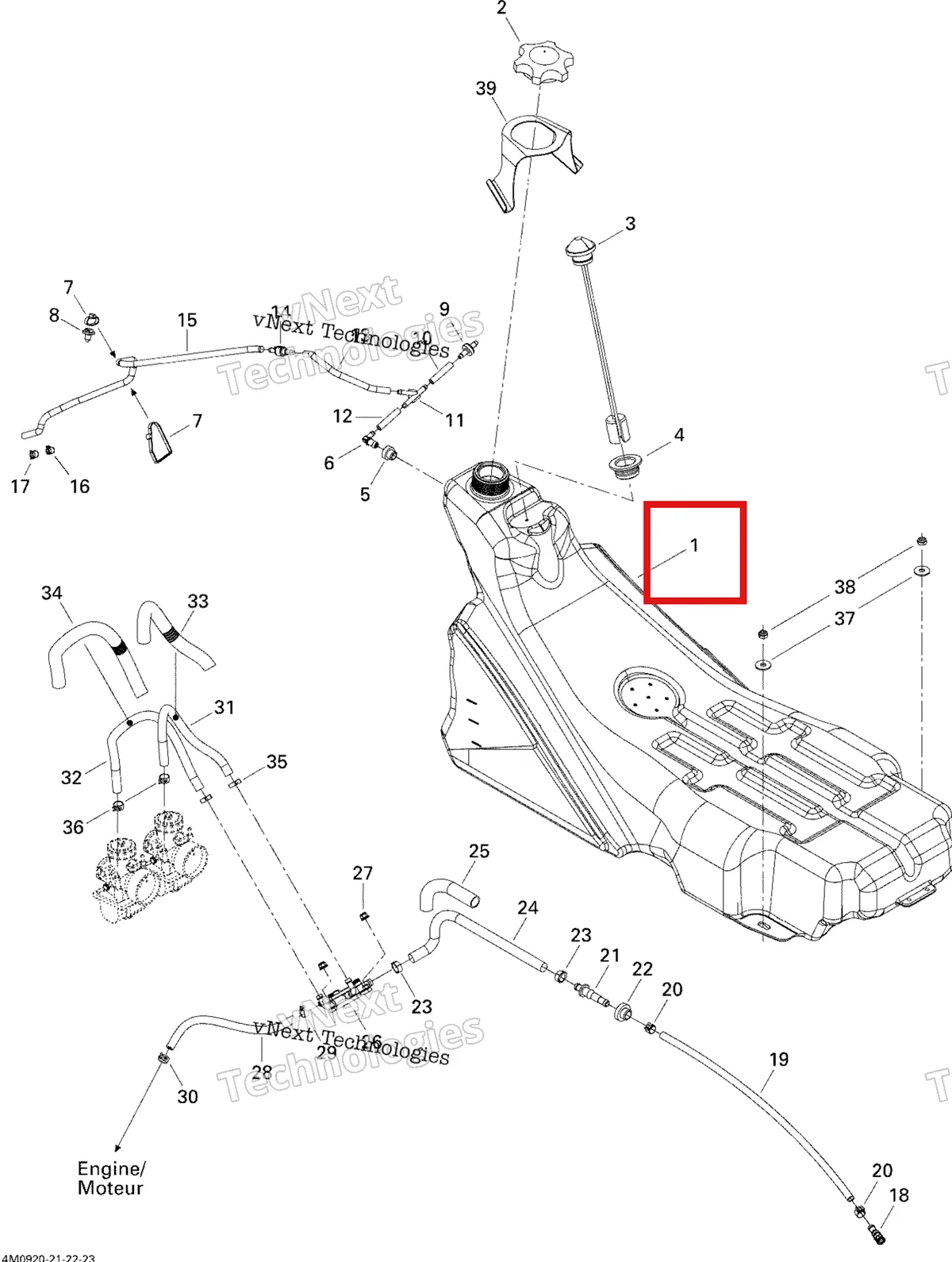 Деталь 513033171 на схеме узла 2009 Ski-Doo GSX Fan Fuel System
