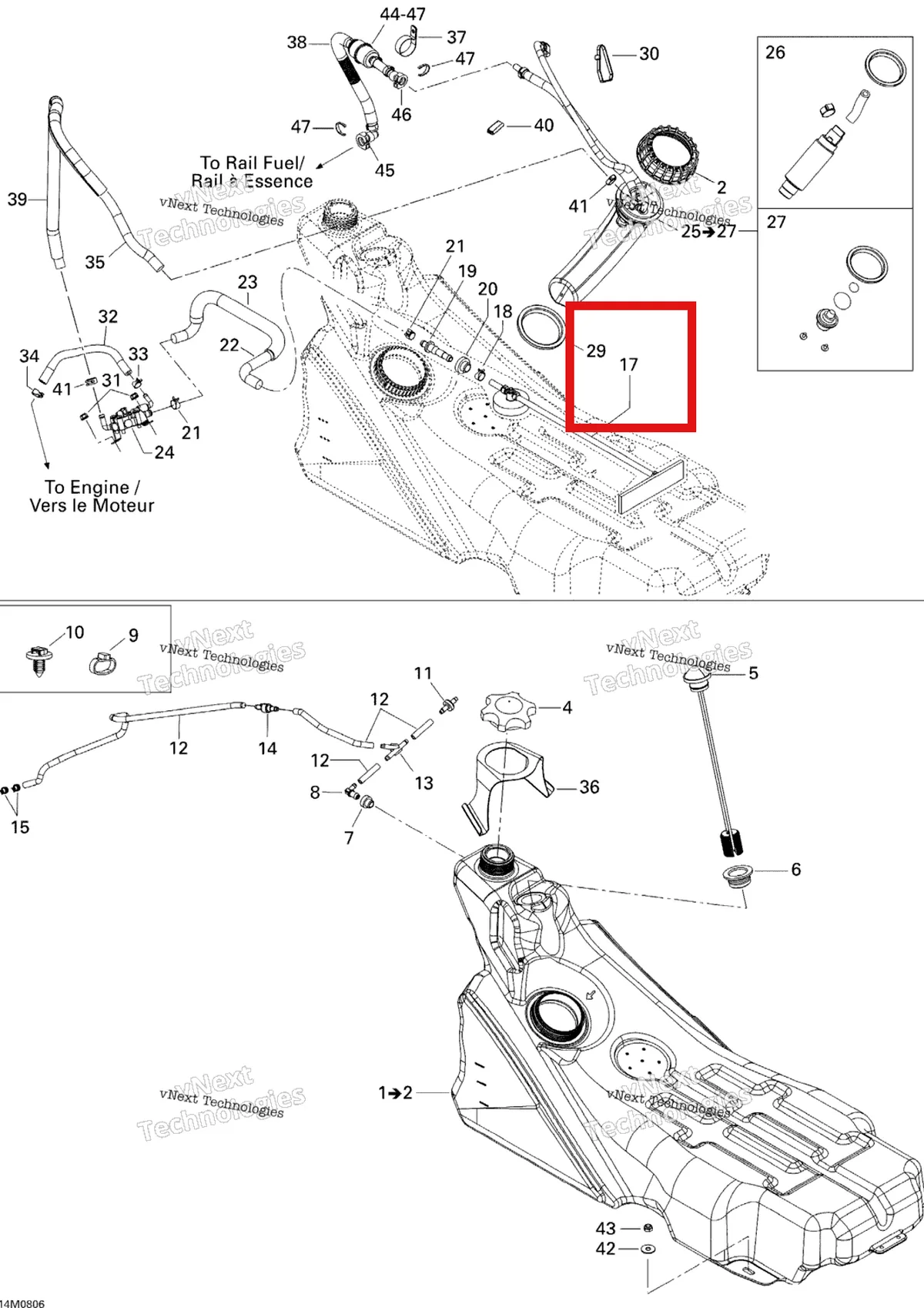 Деталь 513033172 на схеме узла 2008 Ski-Doo Summit Adrenaline 600HO SDI Fuel System