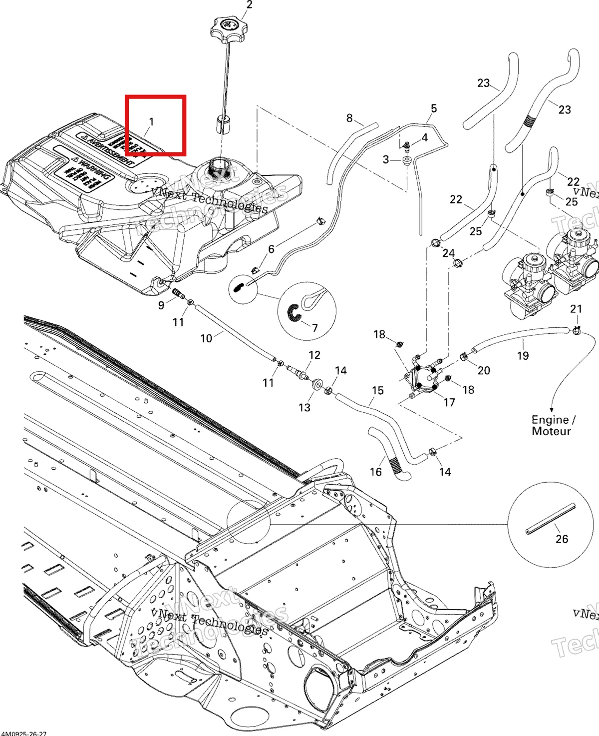 Деталь 513033179 (Топливный бак) на схеме узла 2009 Ski-Doo Skandic Tundra LT 550F Fuel System